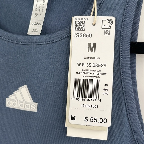 Adidas Future Icons 3-stripe Slip on Jersey Dress-Medium - Picture 6 of 9